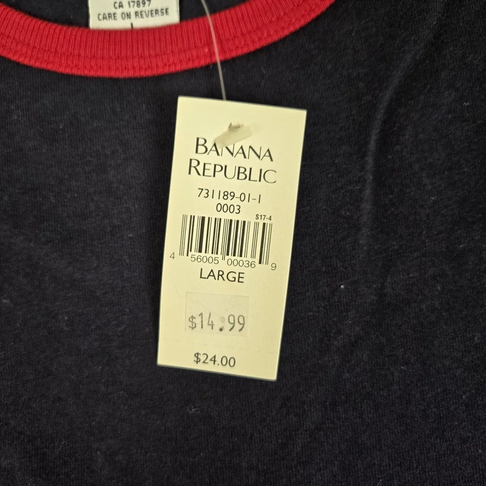 Vintage Banana Republic‎ Shirt Mens Large Blue Red Logo USA Made 80s NWT *READ